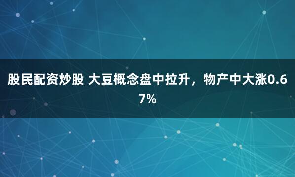 股民配资炒股 大豆概念盘中拉升，物产中大涨0.67%