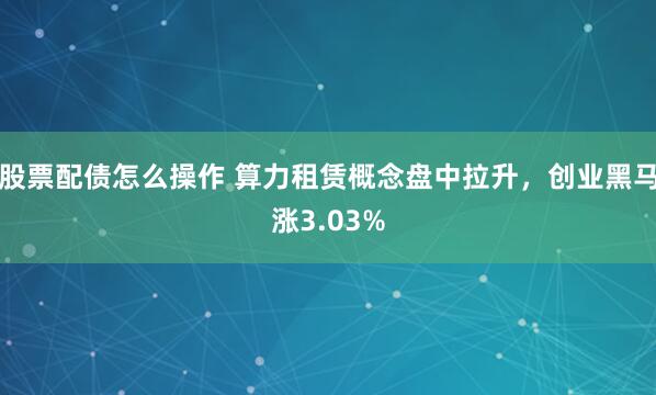 股票配债怎么操作 算力租赁概念盘中拉升，创业黑马涨3.03%